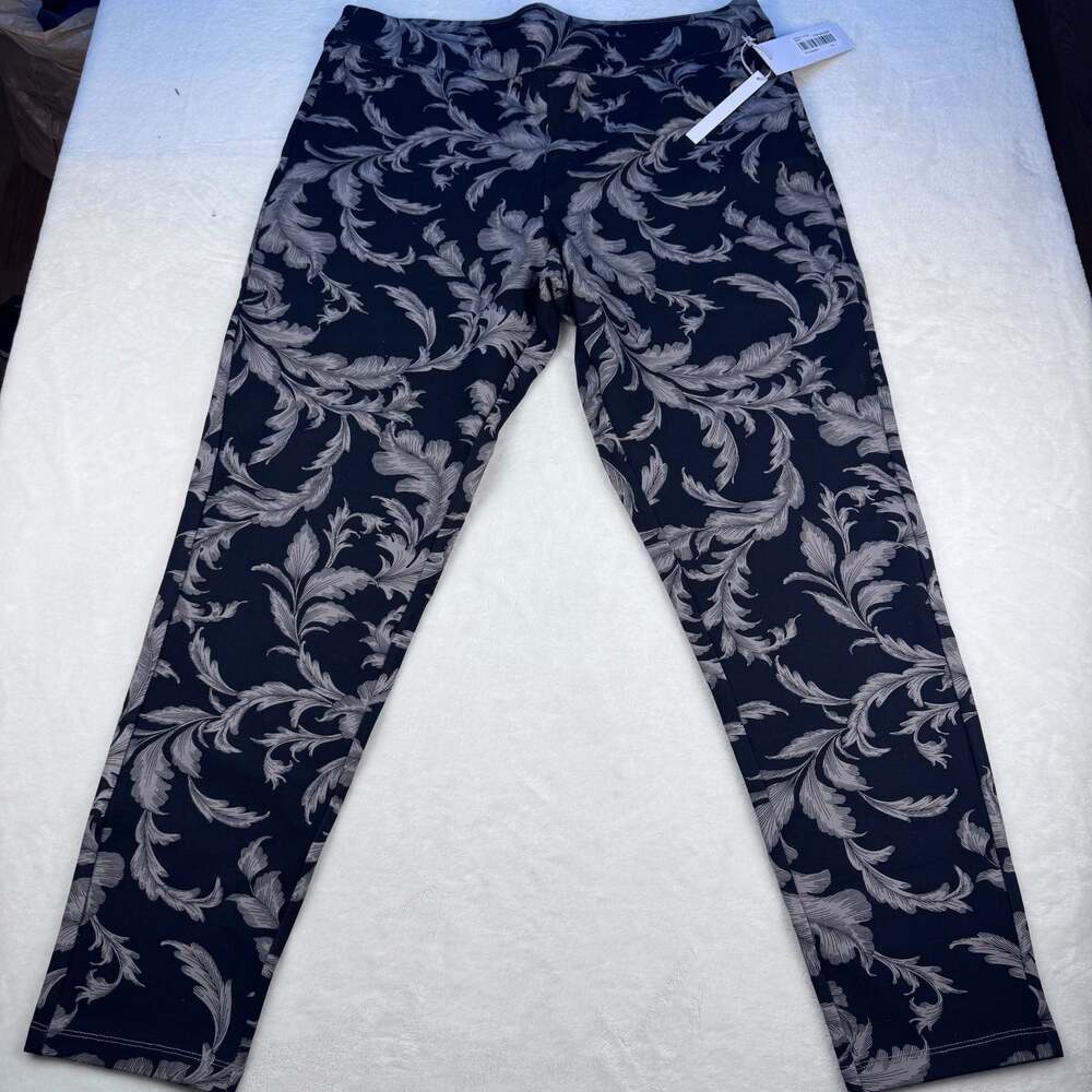 Soft Surroundings Acanthus Scroll Print Pull-On Pants Size L NWT tummy control